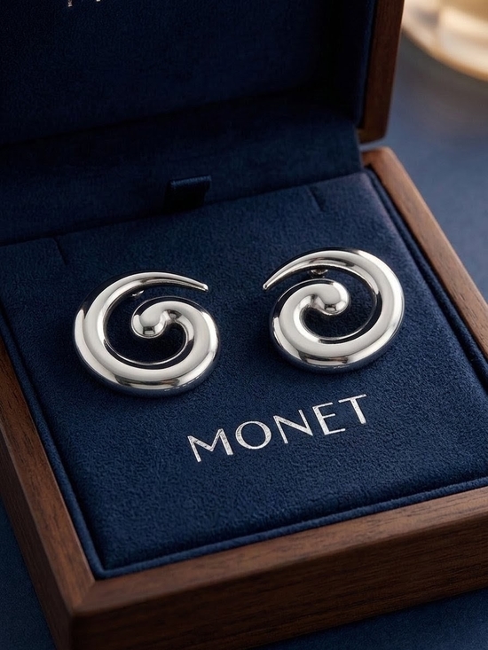 Monet Jewelry - Monet Polished Silver Spiral Post Earrings